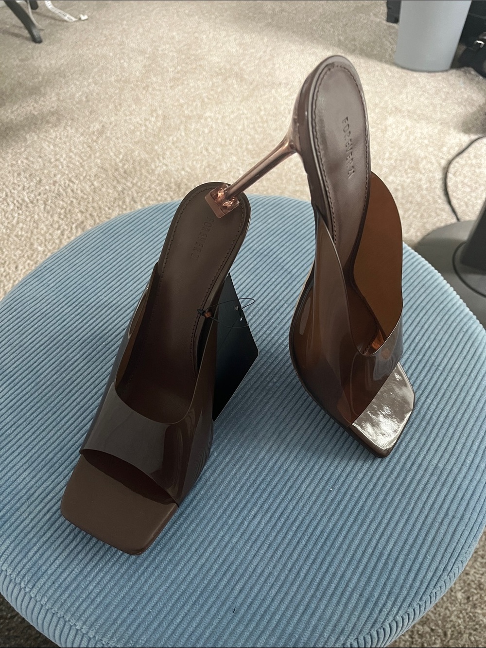 FOREVER 21 Brown High Heel Slide Mules - Women's Designer Style